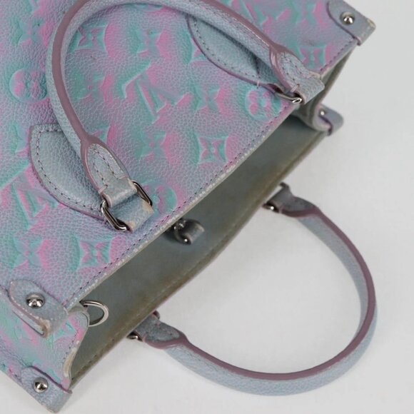 LOUIS VUITTON Monogram Empreinte On The Go PM Bag 2way Blue M46067 Auth MX449A - Picture 9 of 16